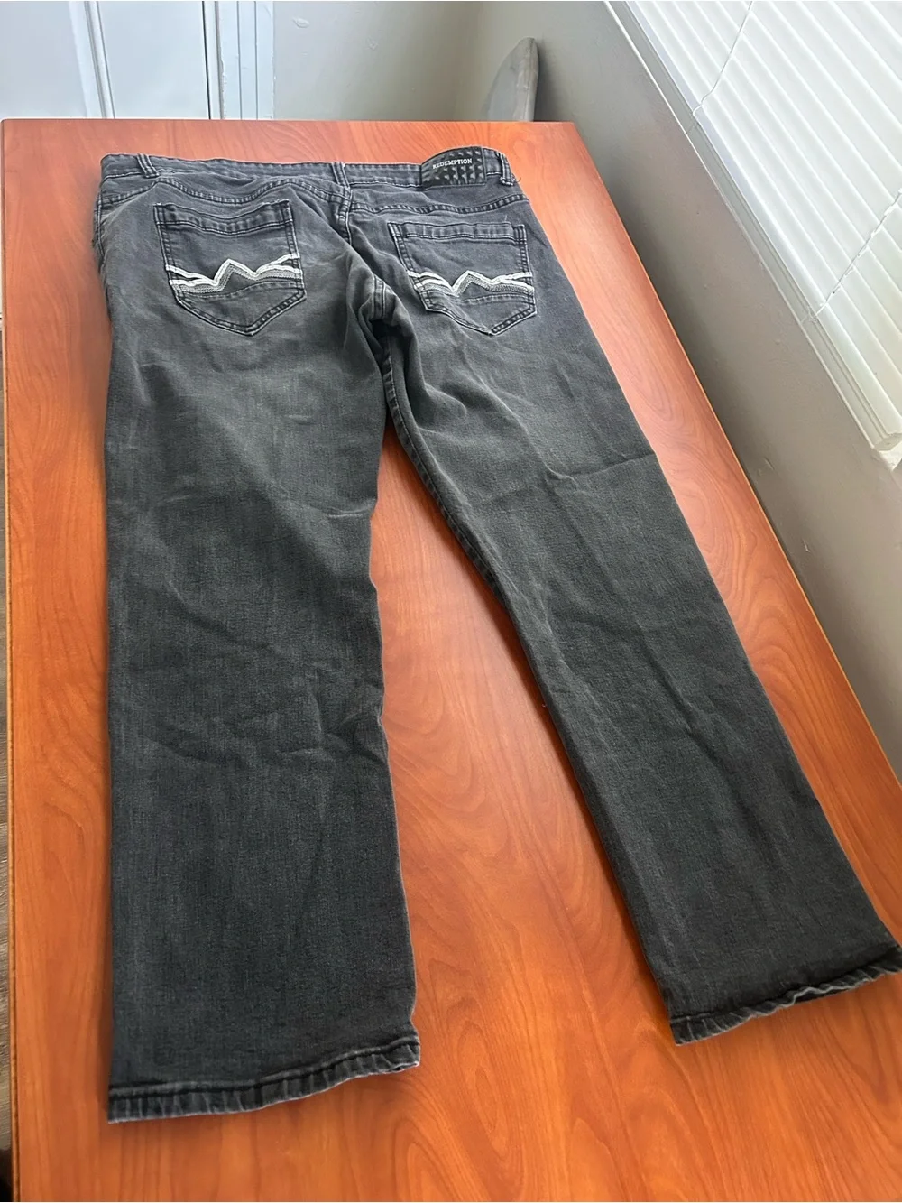 Redemption Men’s Slim Straight Jeans in Charcoal Gray